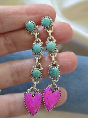 Turquoise and Pink Fire Opal Drops